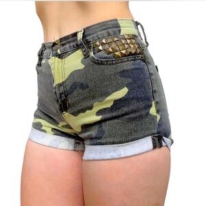 Camo Studded Shorts